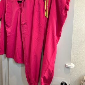 Figs Hot Pink Joggers with Neon Accents